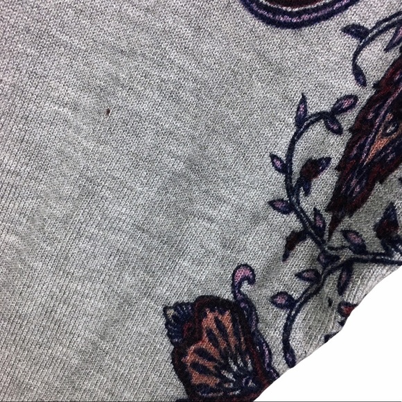 DRESS BARN Cardigan Sweater Paisley Floral 3/4 Sleeves Grey Purple Size Large - Picture 9 of 11